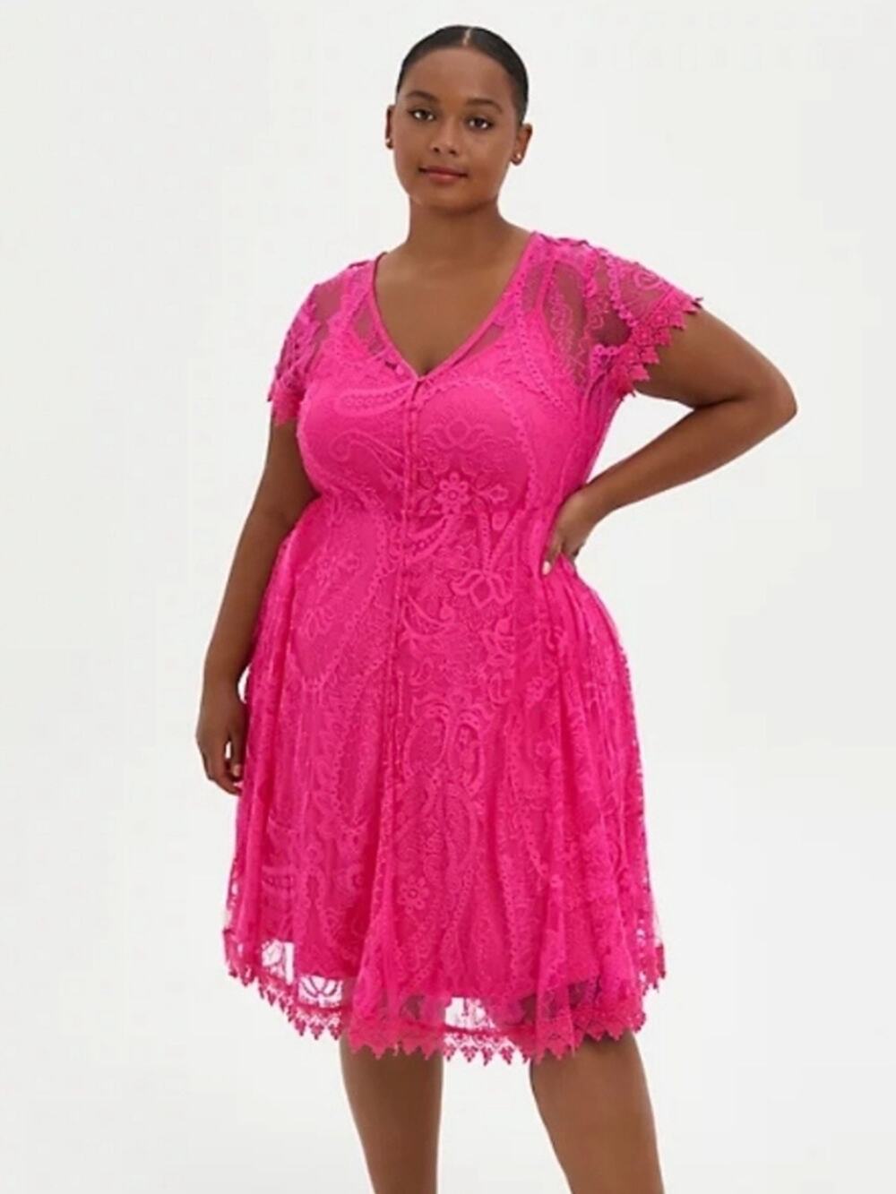 Torrid Pink Lace Midi Dress Sz.4